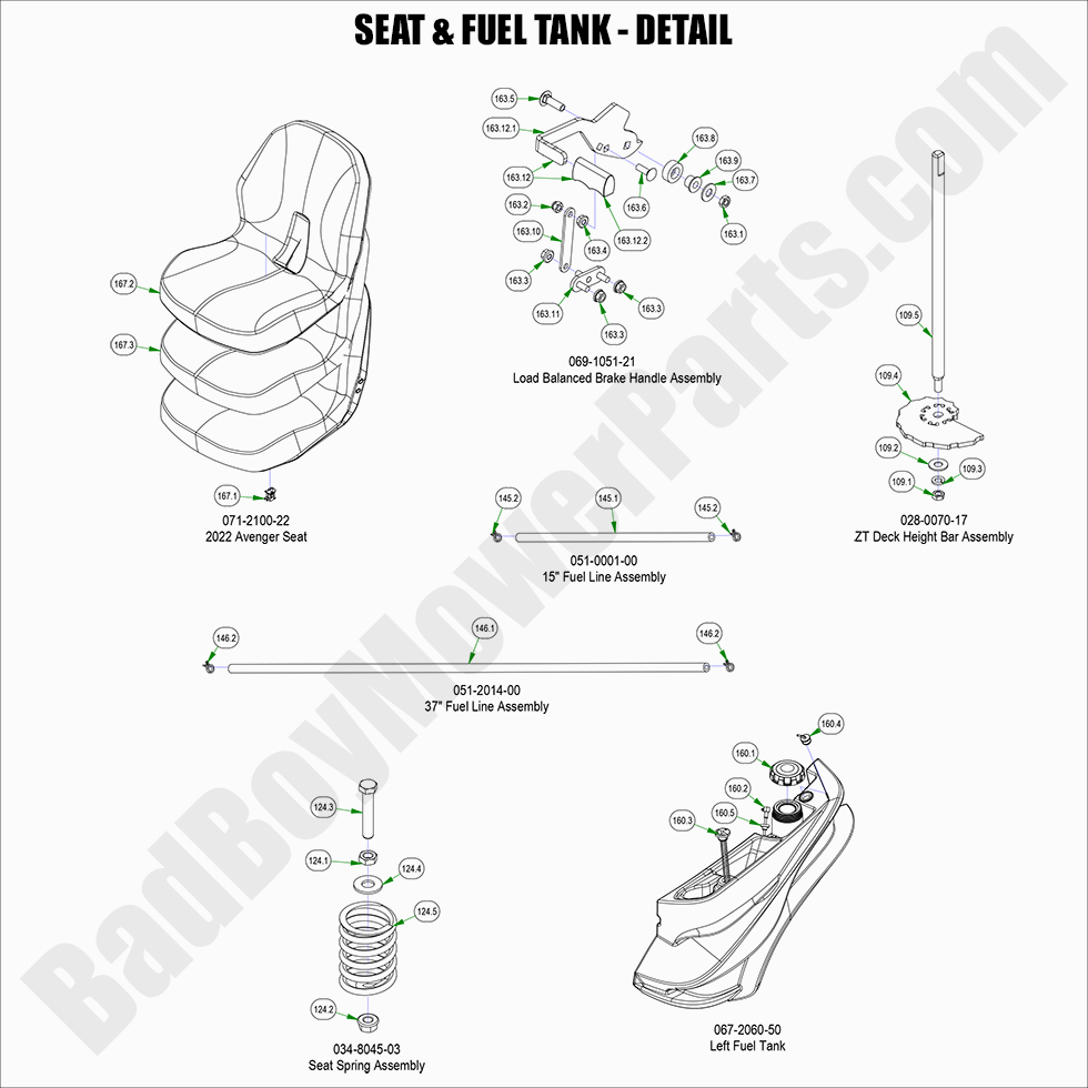 2956 - Bad Boy Mower Parts Lookup > 2022 > ZT Avenger > Seat & Fuel Tank - Detail